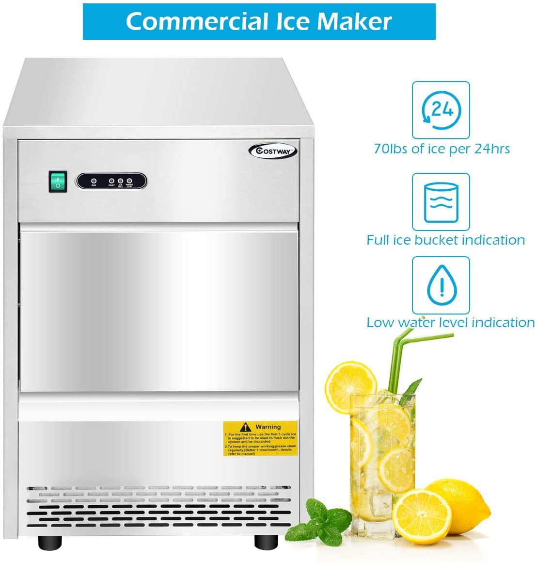 Automatic Ice Maker, Commercial And Residential Ice Maker Machine, Stainless Steel Ice Cube Machine With Ice Scoop, Quiet Operation, Freestanding Ice Maker For Hotels, Restaurants, Bars, Homes on Fridge.com - View 4