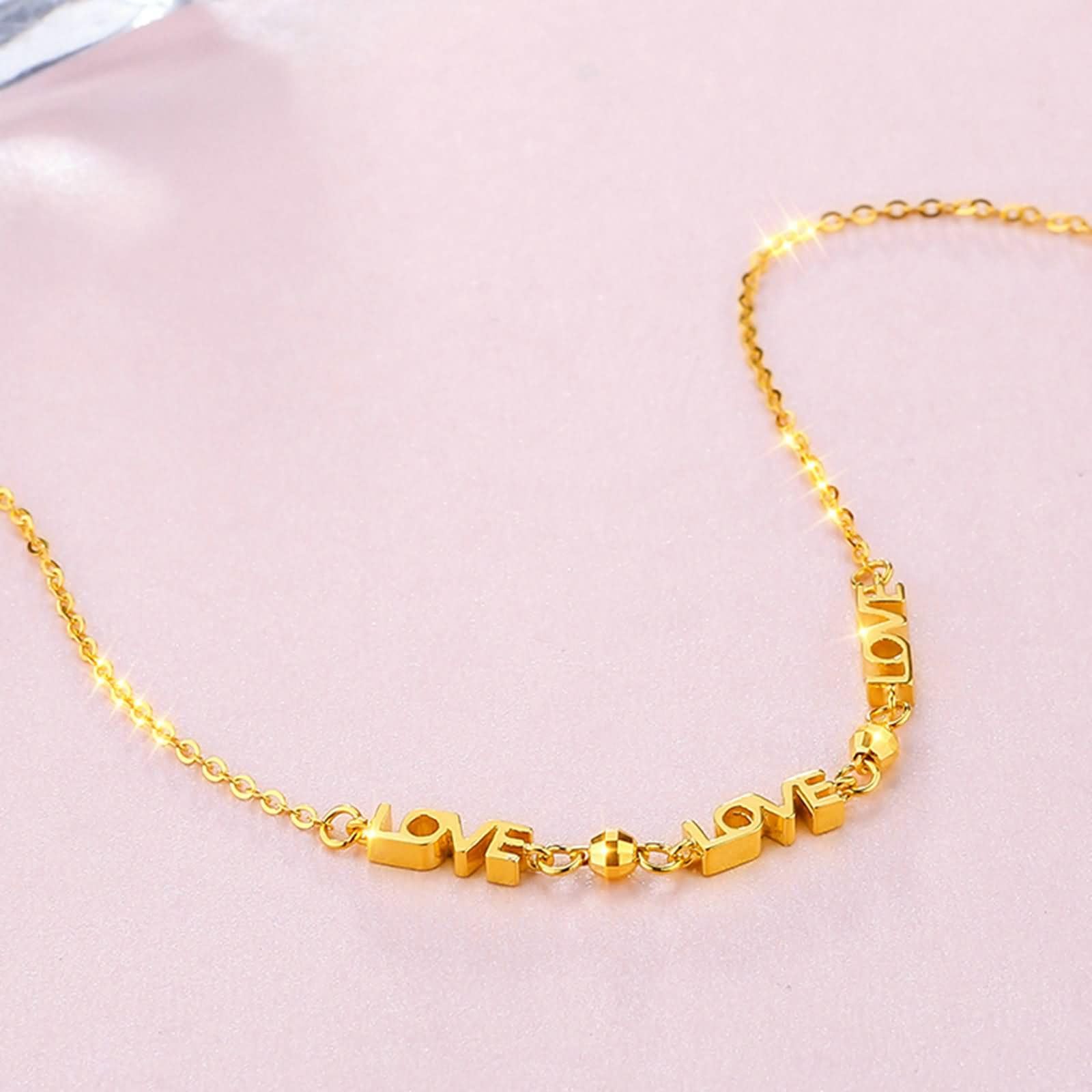 Pulseras de Mujer de Oro 9Kilates / 14Kilates / 18Kilates, Cadena con Letra LOVE, Cadena Extensible 16 CM + 5 CM, Pulsera de Oro de Mujer Ajustable