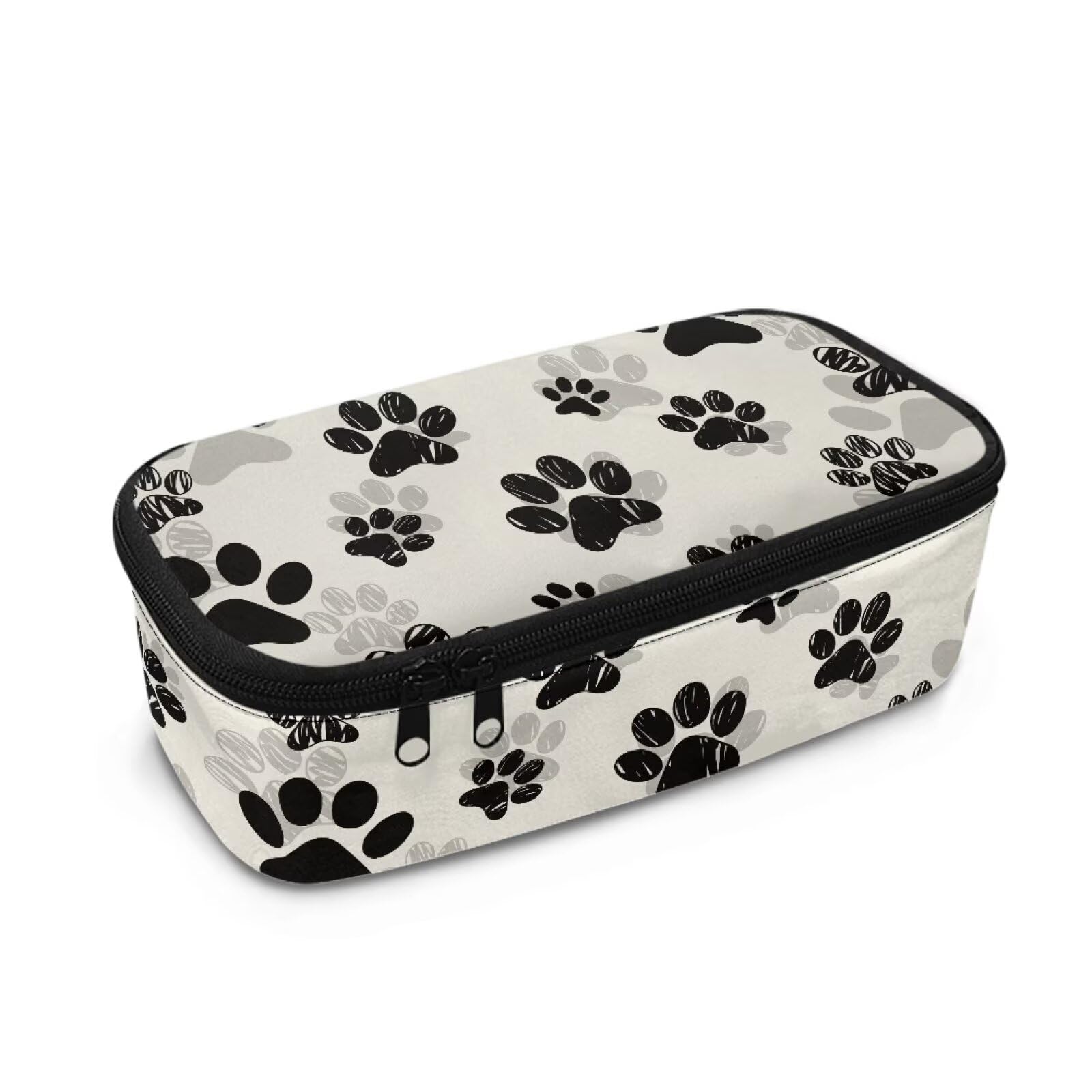 Renewold Dog Paw Prints Pencil Pouch Portable Stationery Bag Large Pencil Case with Zipper Office Stationery Organizer Makeup Bag Suitable for Elementary Middle School High School