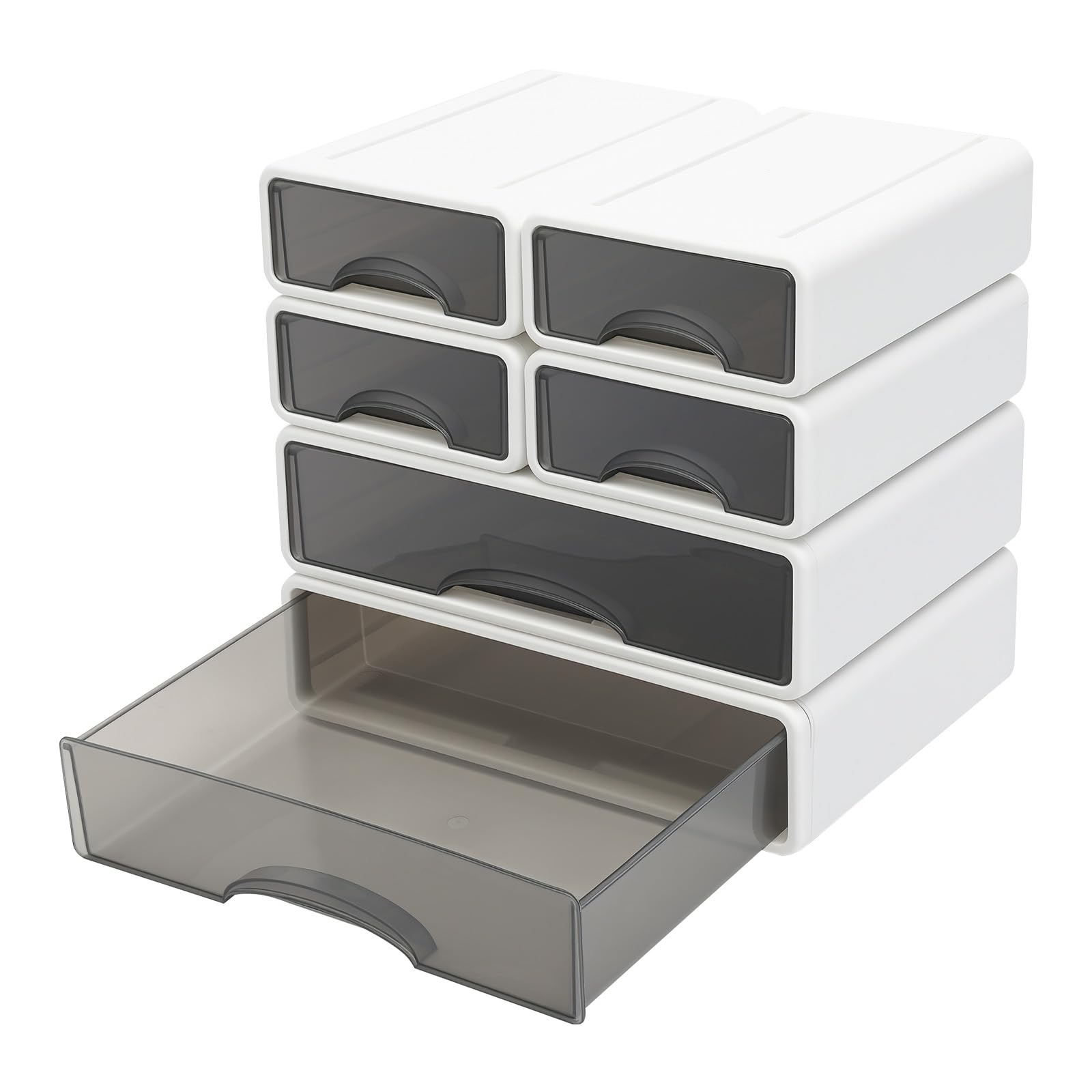 6 organizer da scrivania, cassetti con design semitrasparente e design a scatto, forte stabilità per famiglia, ufficio