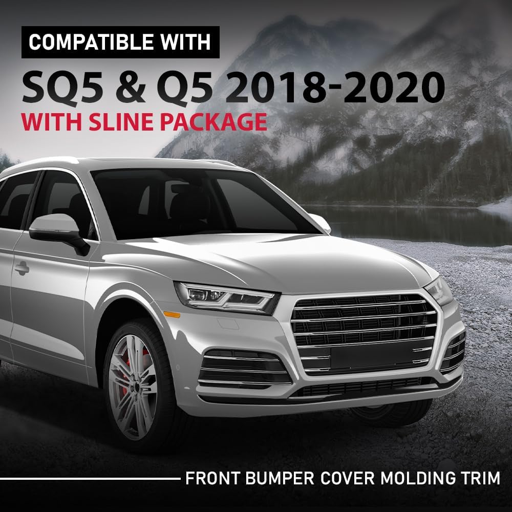 G-PLUS Front Bumper Cover Molding Trim Impact Strip, Compatible with Audi SQ5 & Q5 2018-2020 W/Sline Package, AU8537659, 80A853765RN4