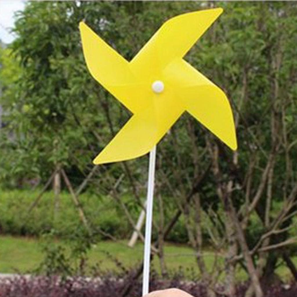 100pcs 3D Bircolage Flower Portable Windmill Toys Kids Garden Crafts, Yellow