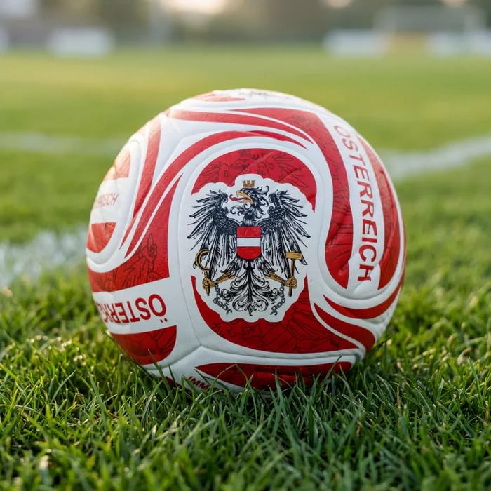 Hoamatkult Fußball Österreich Adler – WM-Kollektion Ball mit rot-weiß-rotem Design, strukturierter Oberfläche & „Immer Wieder Österreich“ Schriftzug