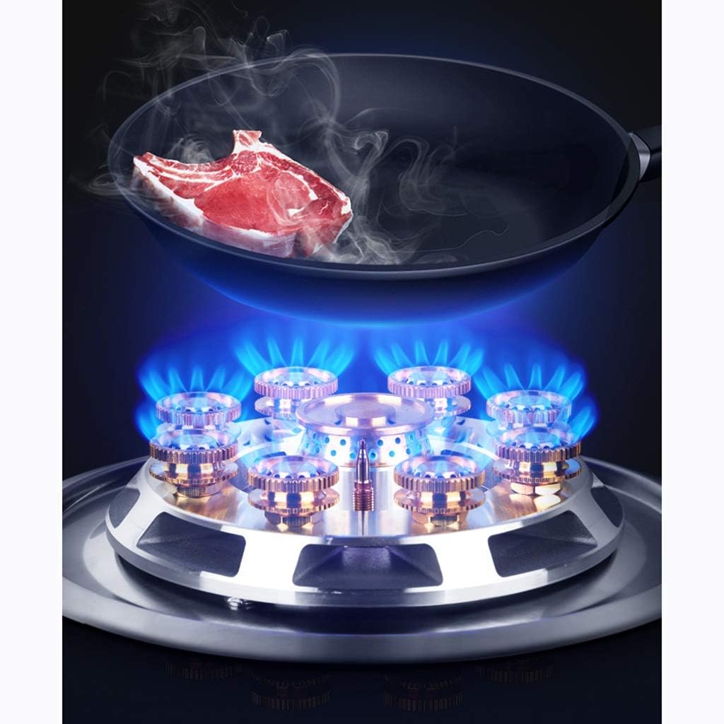 Black Tempered Glass Gas Cooktop,Smart Timing/Rotation Button/Flameout Automatic Protection Built-In Single Stove(Black) (Black)