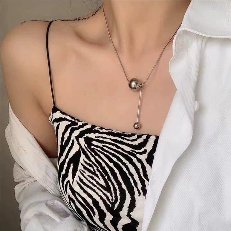 Solid Metal Ball Pendant for Women Men Necklace Minimalist Sphere Choker Chain Everyday Jewelry - Image 3