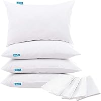 Vista 10 de Paquete de 4 protectores de almohada con cremallera, transpirables, silenciosos y duraderos, 100% impermeables, tamaño estándar, color blanco