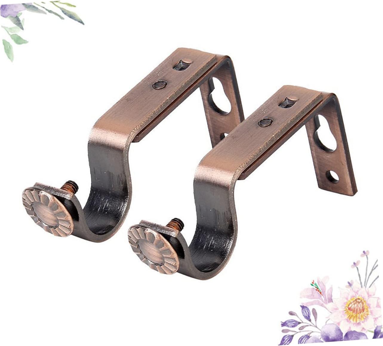 Levemolo 4PCS Wall Mounted Drapery Rod Bracket Light Brown Aluminum Alloy Curtain Pole Holder for Rod and Easy to Install Curtain Mounting Holder for Home Decor