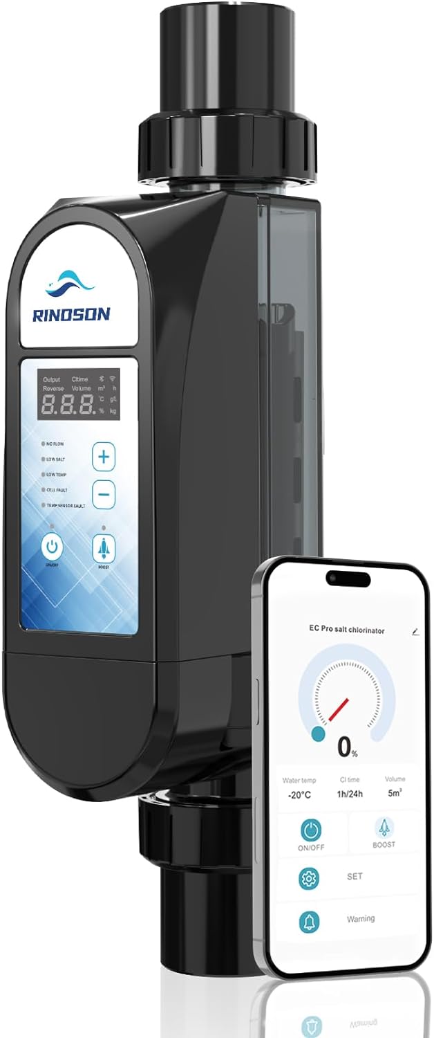 Smart Saltwater Pool Chlorinator System with Five Year Limited Warranty-App Remote Control & Titanium Plate Self-Cleaning WiFi Salt Chlorine Generator for Pools up to 27,000 Gallons Smart Saltwater Pool Chlorinator System with Five Year Limited Warranty-App Remote Control & Titanium Plate Self-Cleaning WiFi Salt Chlorine Generator for Pools up to 27,000 Gallons