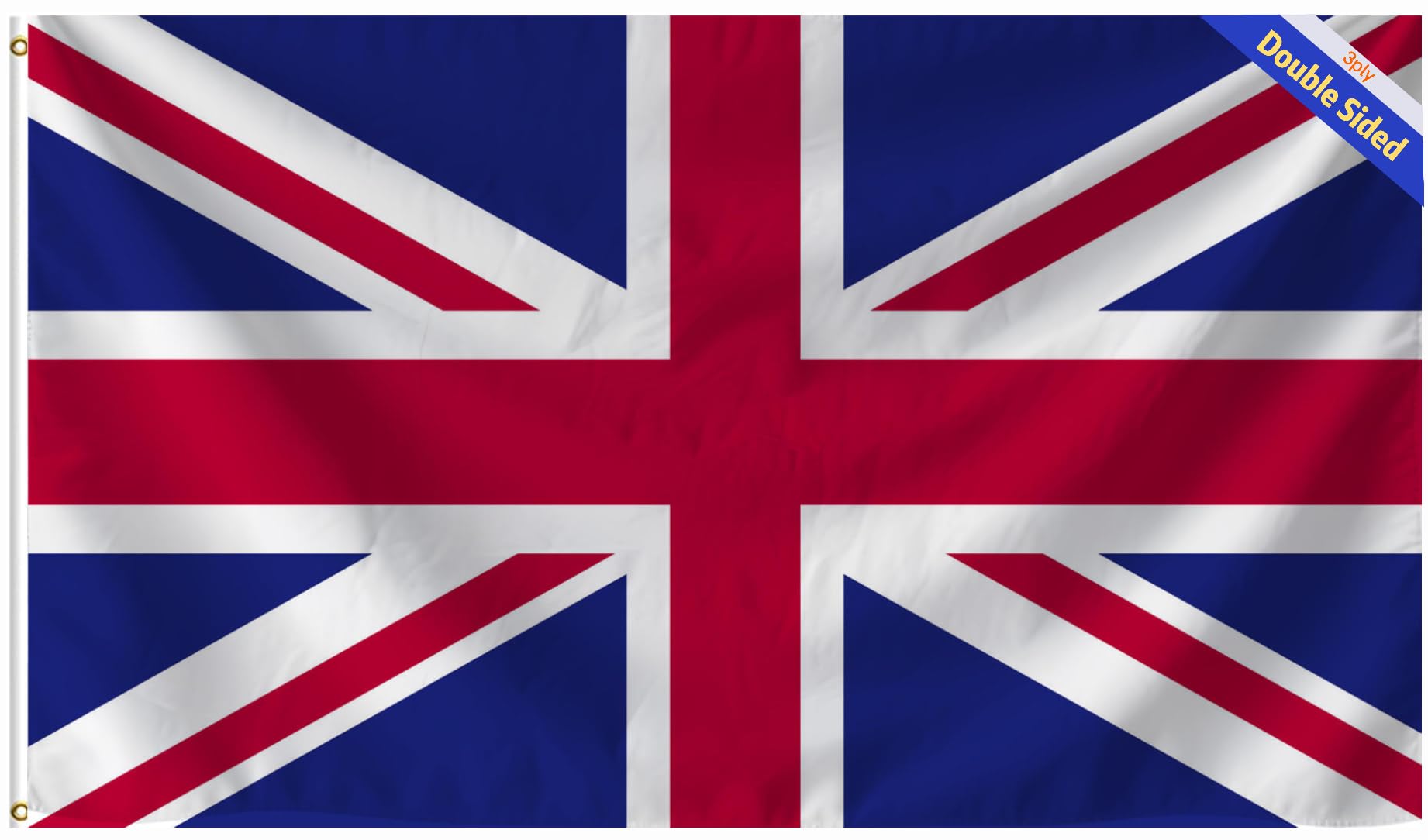 3-Layer United Kingdom Flag 3X5FT, 90X150CM Union Jack UK Flag,British National FlagsDouble Stitched Outdoor and Indoor Decor Banner,UV Resistant Polyester Flags with Brass Grommets. (UK, 3X5 3PLY)