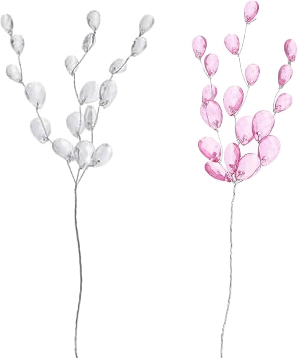 DHER 20 Pieces Artificial Flowers Wedding Acrylic Acrylic Crystal Flower Drops Flat Droplets Clear DIY on Skewers for Home Party Decoration (B)