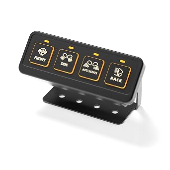 DriverGenius 4-Gang Waterproof Switch Panel with Relay Box 12V/24V, Off-Road Control System for Trucks, SUVs, ATVs, UTVs 4 Modes, dynPanel-4X