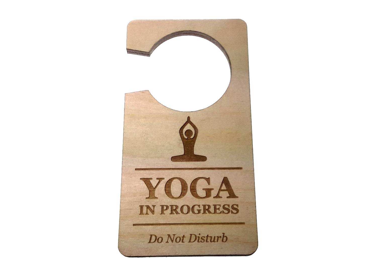 Origin Designed Yoga in Progress Do Not Disturb Room Door Hanger Sign 0.25" Plywood Yoga Pilates Exercise Class