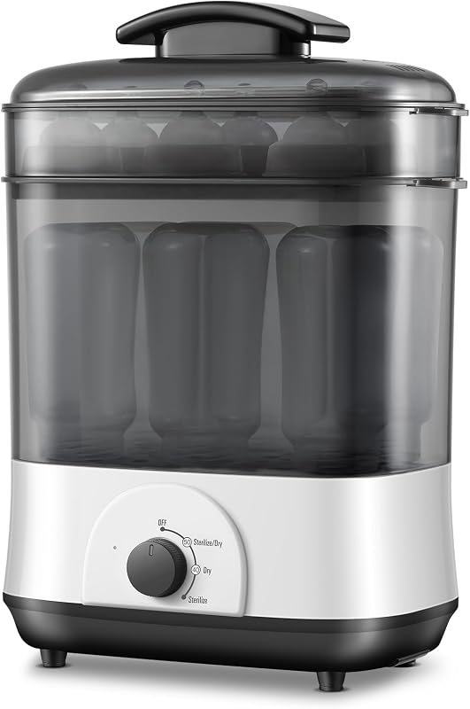 AMZBABYCHEF Baby Bottle Steamer, 3-in-1 Bottle Steamer and Dryer, Easy One-Dial Control Electric Steam Bottle Dryer for Baby Bottles, Baby Stuffs & Breast Pump Accessories