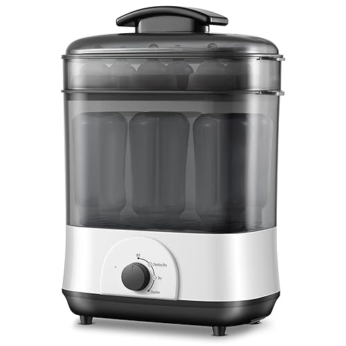 Vaporizador de biberones, vaporizador y secadora de botellas 3 en 1, secador eléctrico de botellas de vapor de fácil control de un solo dial para