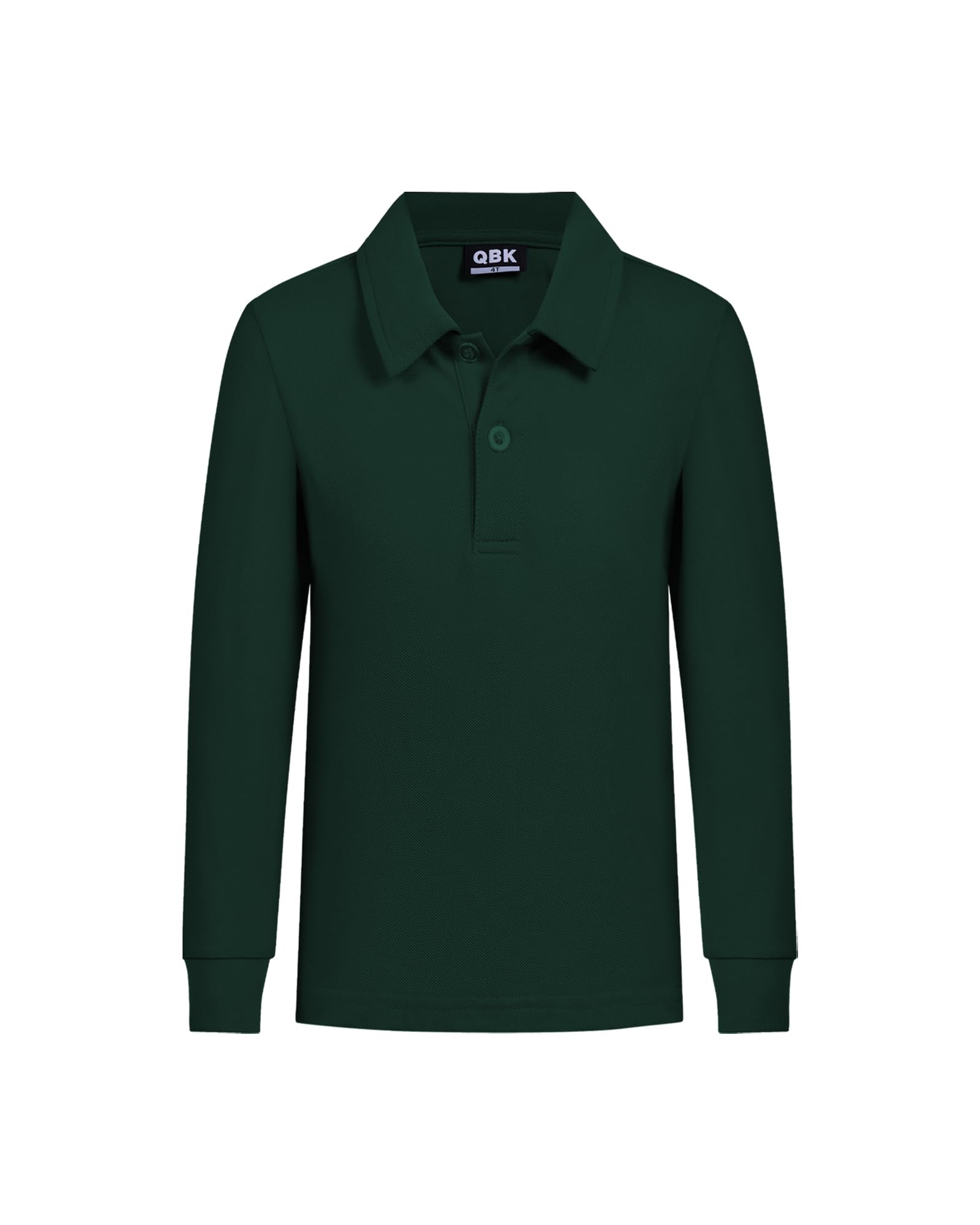 QBK Toddler to Youth Boys' School Uniform Pique Polo Shirts Kids Long Sleeve Collared Golf Shirt