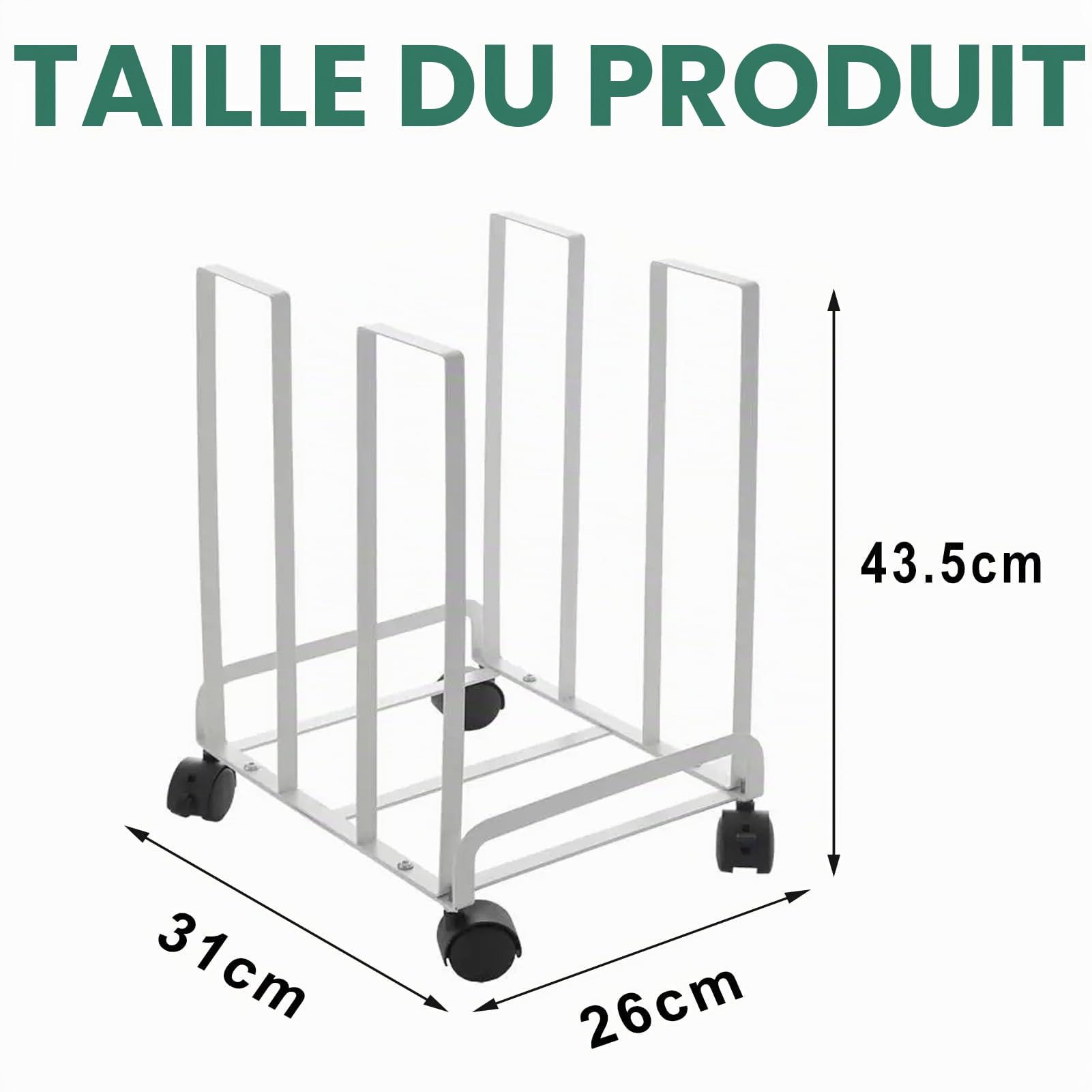 Organisateur De Carton avec des Roues, Portable Unité de Support de Cartons pour la Maison, Supermarché, Commercial (Blanc)
