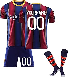 Camiseta de Fútbol Barcelona 24/25/26 Personalizadas para Hombres y Niño, equipación Fútbol DIY Nombre Número con Conjunto Top Pantalón Corto y Calcetines Regalo de Fútbol