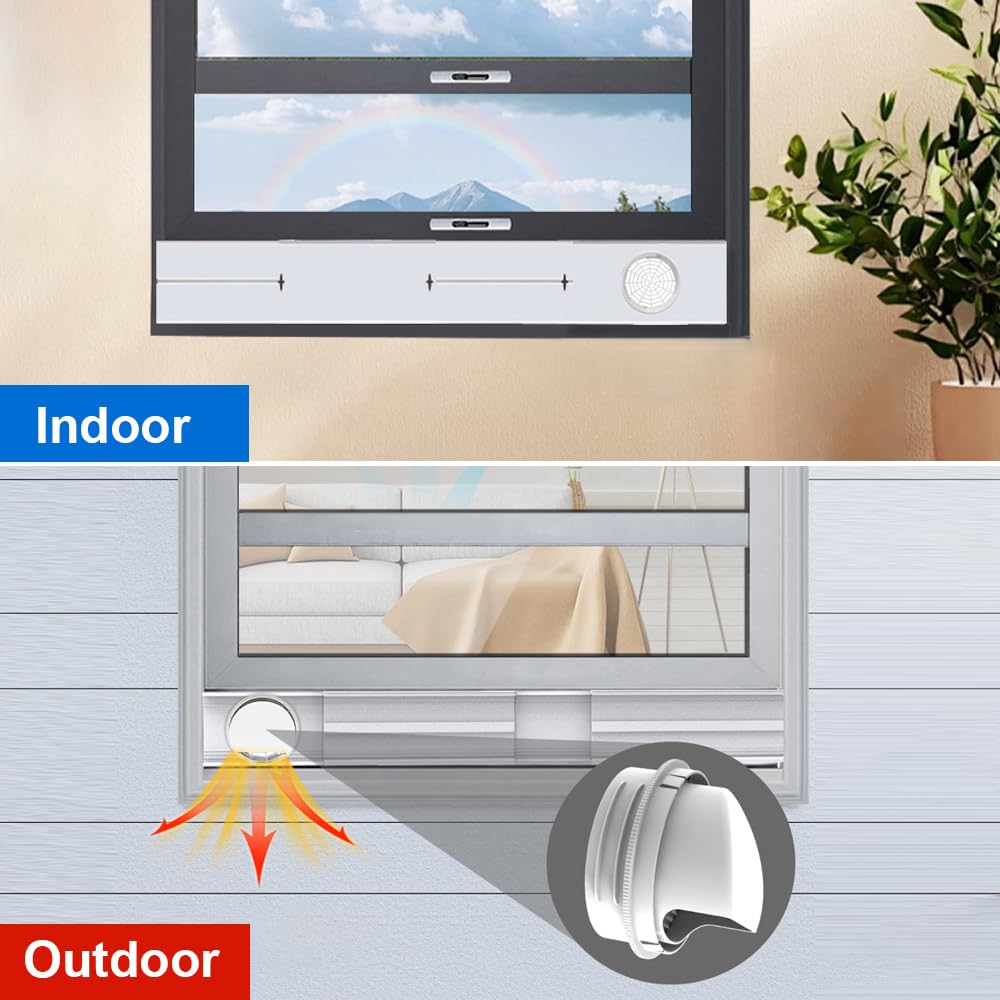 Kit di Ventilazione da Finestra per Condizionatore Portatile, Applicabile per Tubo di Scarico 5,1'‘/5,9’', Kit Universale da Finestra per Condizionatore Portatile per Finestre Verticali/Orizzontali