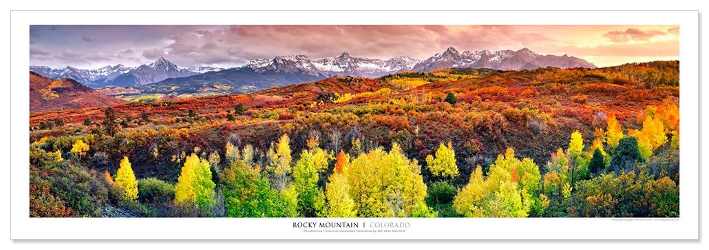 PDTXCLS Framed Poster: Rocky Mountains, Colorado - 36" x 12" Bronze Matte Landscape Nature Art Print for Living Room