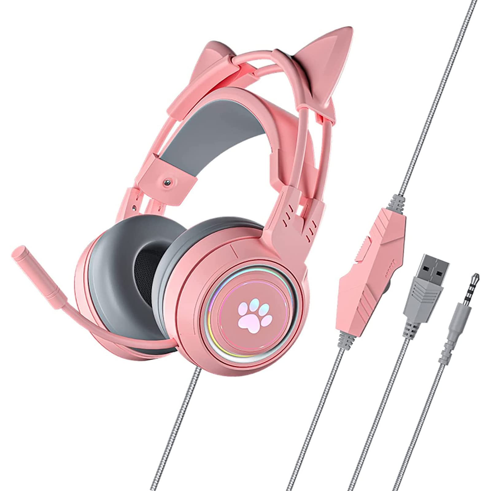 Amazon.co.jp: ゲーミングヘッドセット 猫の耳 ヘッドセット マイク