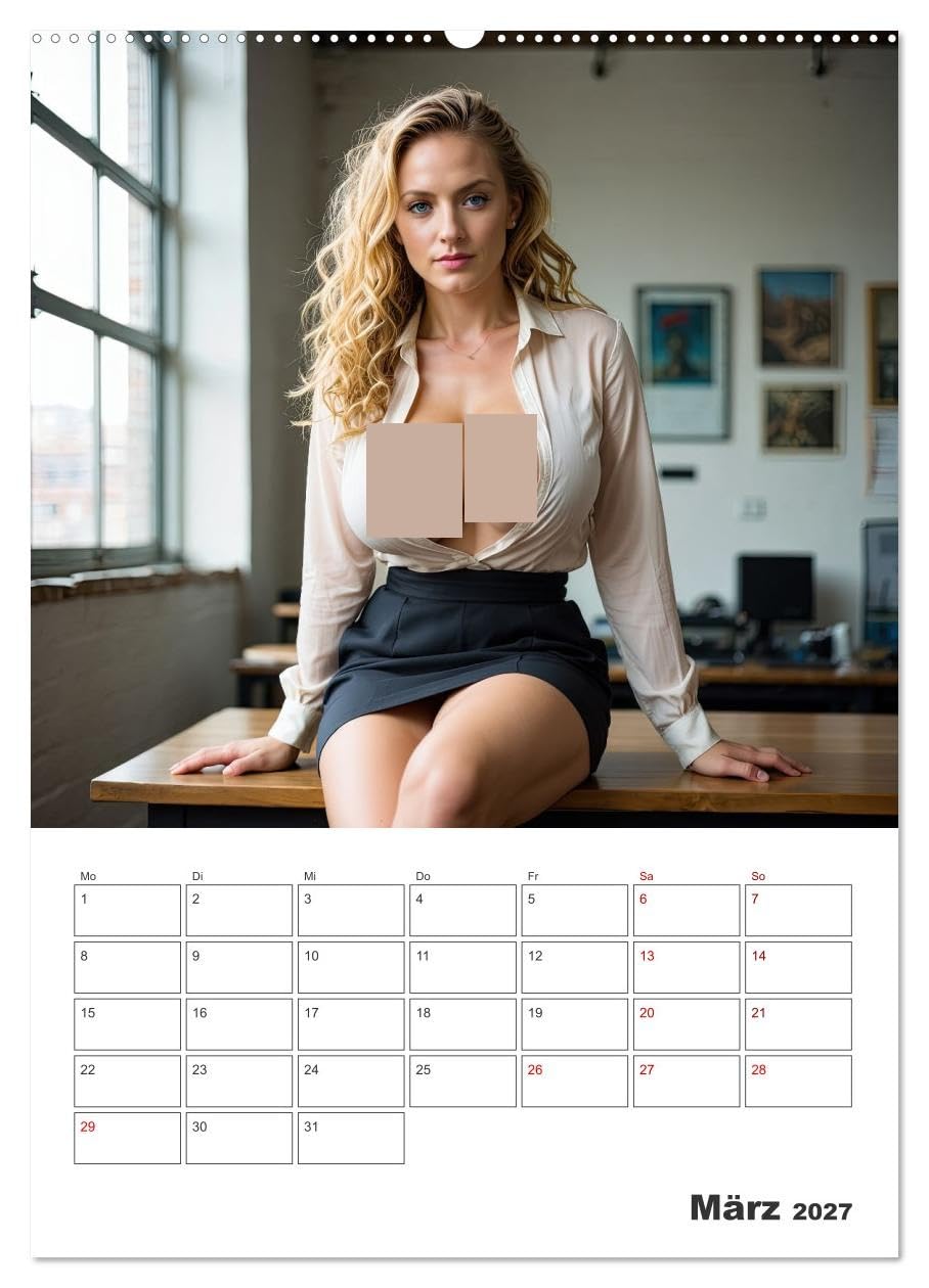 CALVENDO - Schreibtischsünden (Wandkalender 2027 DIN A2 hoch), Monatskalender: Verboten sexy – direkt vom Schreibtisch!