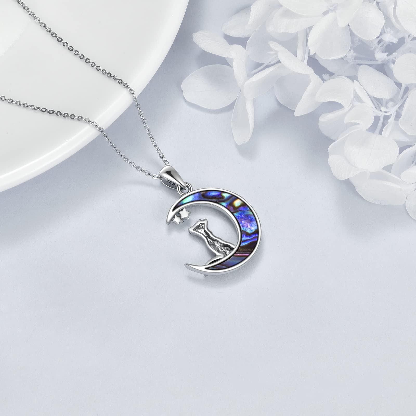 Collana in argento Sterling con ciondolo a forma di animale volpe/serpente/unicorno/gufo su luna/coniglio/cavallo, collana regalo per donne, mamma, sorella