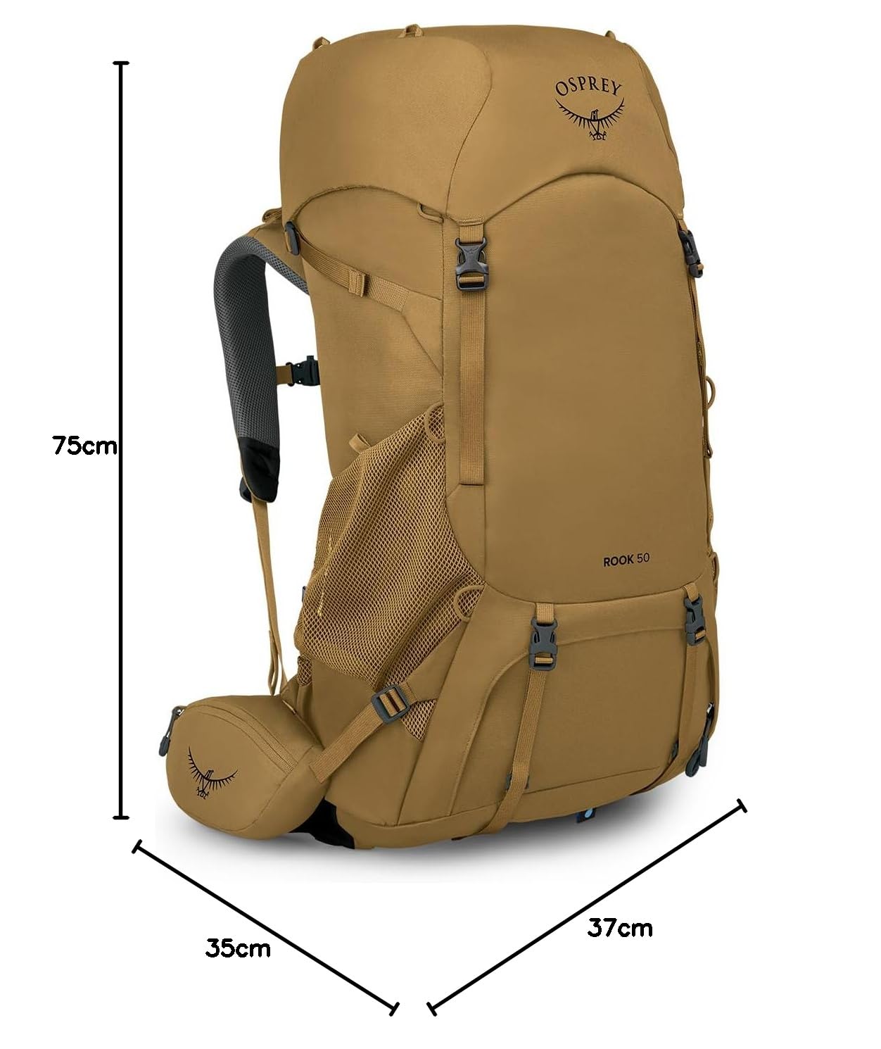 Osprey Rook Zaino da trekking uomo, 50L, Histosol Brown/Rhino Grey
