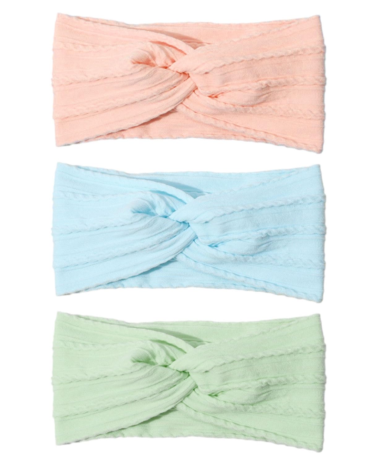 Lot de 3 bandeaux pour bébé fille, bandeau bebe fille 0-3 mois，bandeaux en pour bébé, doux et mignons (bleu + rose clair + vert)
