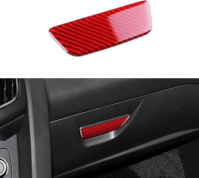 Real Carbon Fiber Glove Box Switch Frame Covers - for Ford Focus RS/ST/SE/ECO Boost 2015 2016 2017 2018 Carbon Fiber Accessories, Durable Anti-Scratch Protective Accessories Red