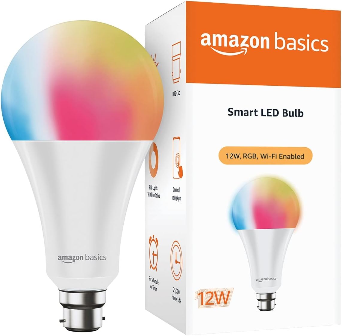 12W Smart LED Bulb with Alexa, ‎Voice control, Google Assistant & Wi-Fi Enabled (Pack of 1, Multicolour, B22 Holder)