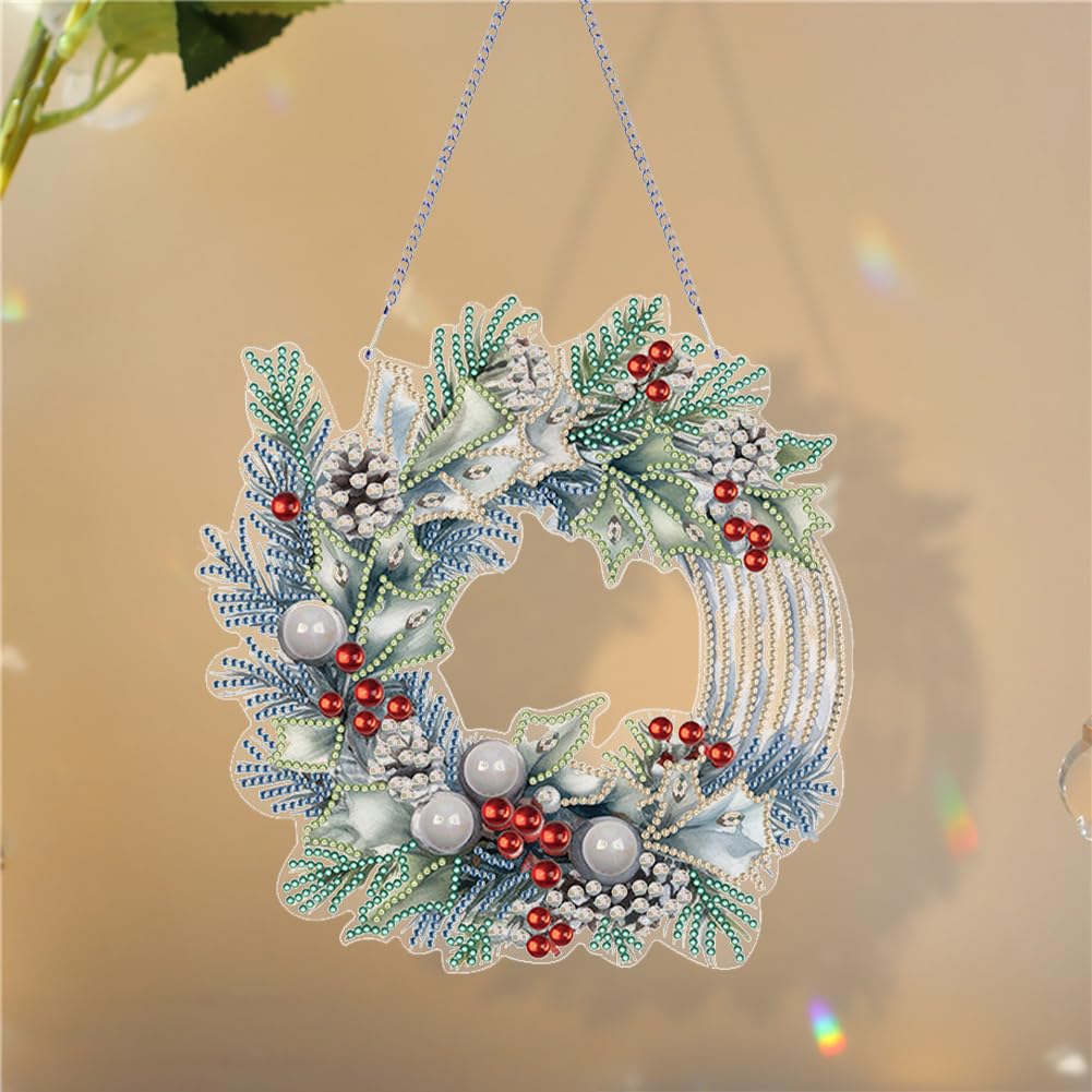 Starnearby Corona Di Natale Diamond Painting Fai Da Te 30x30cm – Kit Completo Con Diamanti In Resina, Artigianato Creativo