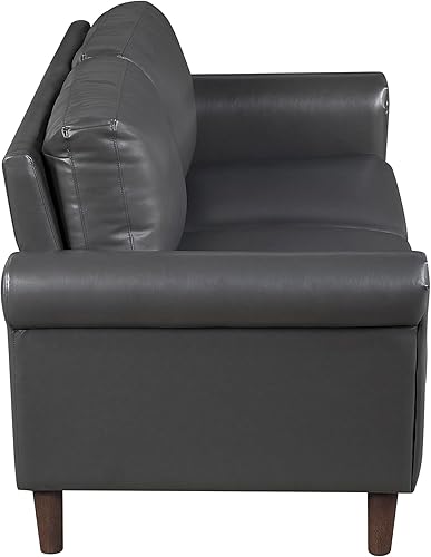 Miniatura 7 de Lexicon Sofá biplaza de 57 pulgadas de ancho, sofá de dos plazas tapizado de piel sintética, sofá biplaza con reposabrazos enrollados para