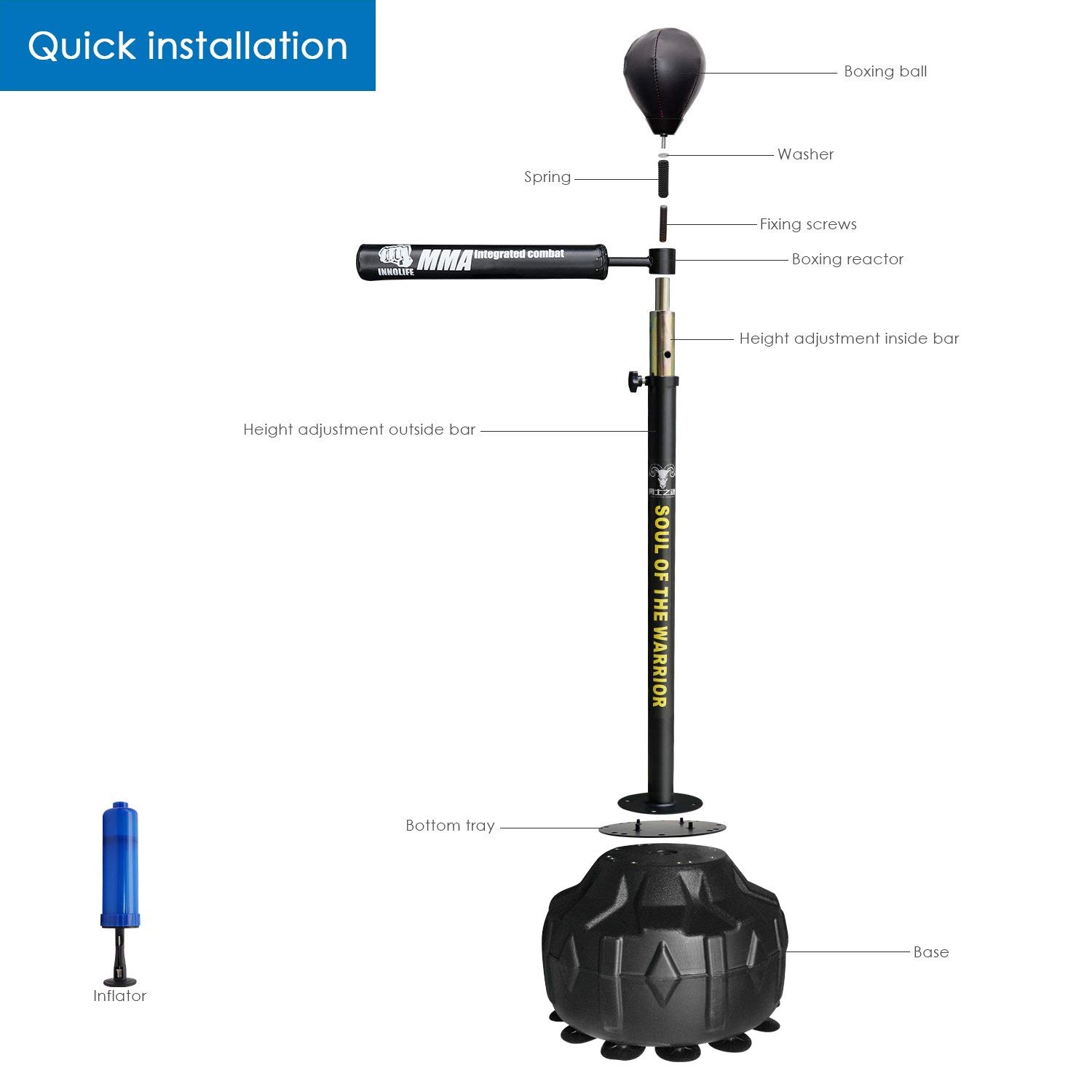 Amazon.co.jp: INNOLIFE ボクシング用品 スピニングバー 自立式 パンチ