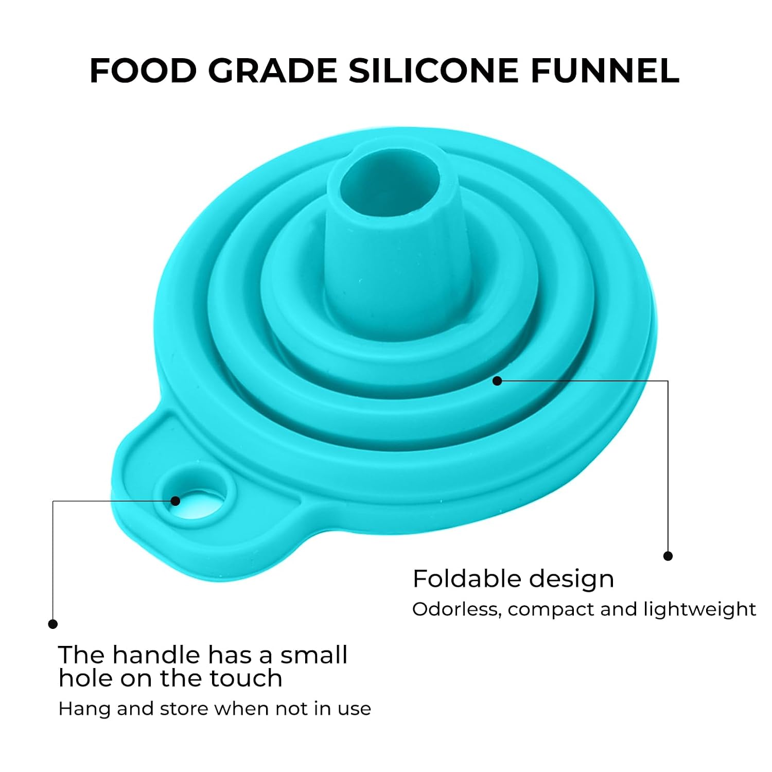Kitchen Funnel Set 10 Pack, Kitchen Gadgets Accessories Foldable Silicone Collapsible Funnels for Filling Water Bottle Liquid Transfer,Food Grade Dishwasher Safe (Blue) image 2