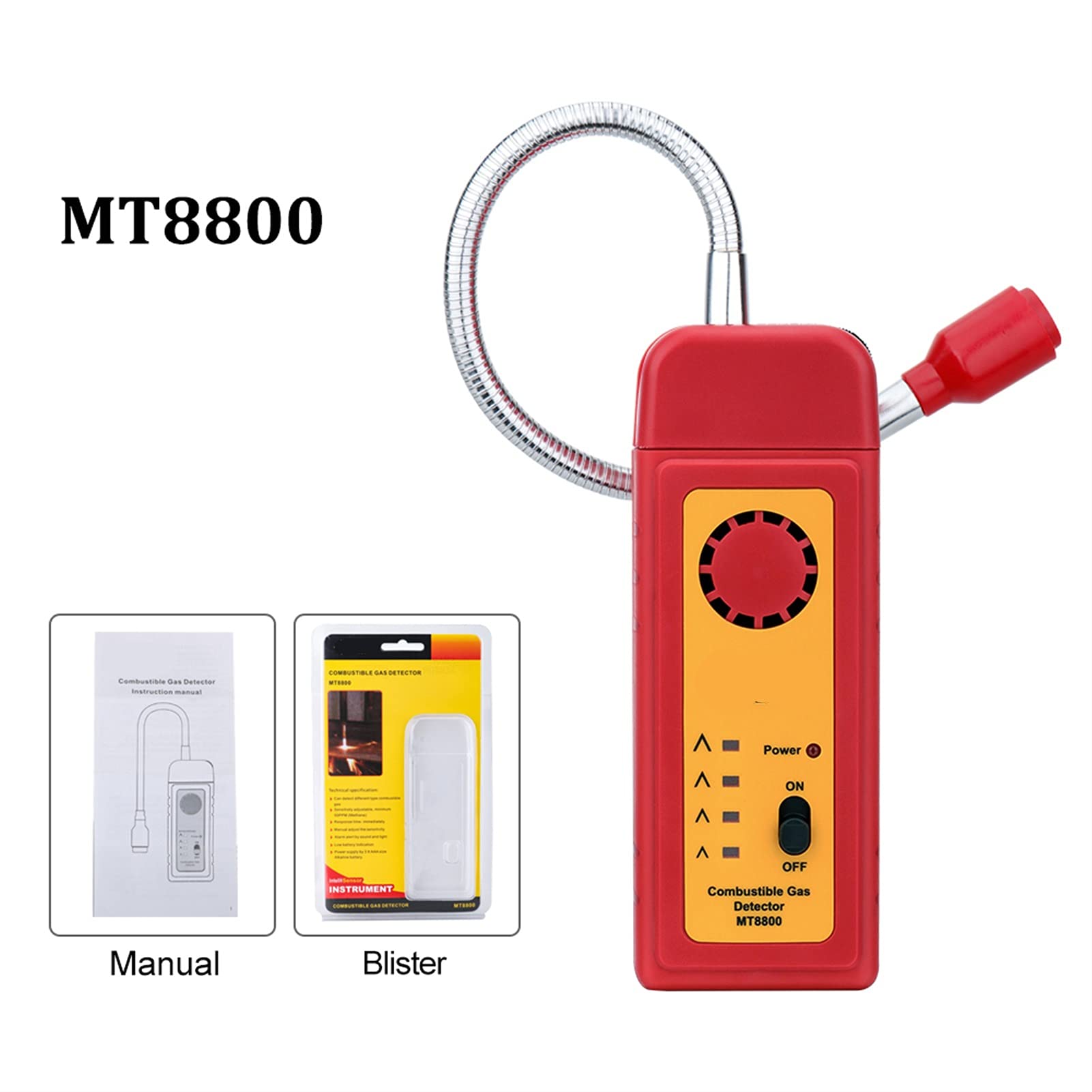 EDEDE Gasdetektor, Gasanalysator Brennbarer Gasdetektoranschluss Entzündliche Erdgas-Leck-Messgeräte-Luftqualitätsmonitor-Alarm for gefährliches Gas(MT8800)