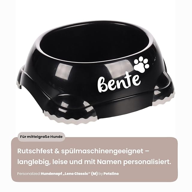 Foto 3 de 8 de Personalizable Cuenco para Perro de plástico Leno Classic 735ml M Negro–Antideslizante y Apto…