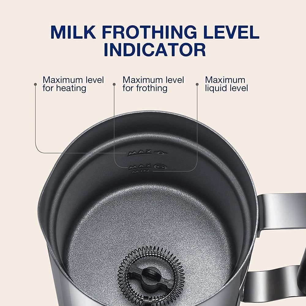 HMTE Montalatte Montalatte Elettrico in Acciaio Inox 250ml Schiuma Automatica Calda E Fredda E Scalda Latte per Cappuccino Latte