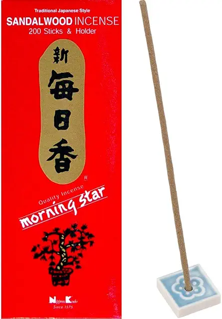 Morning Star Sandalwood Incense 200 Sticks with Ceramic Holder