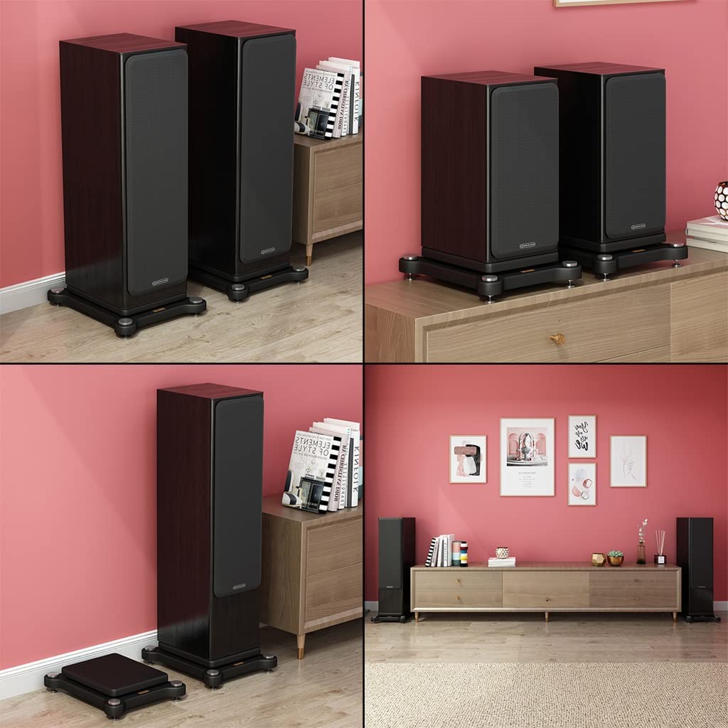 Coppia di supporti per amplificatori audio, supporti universali per altoparlanti e piattaforma di isolamento subwoofer per home theater