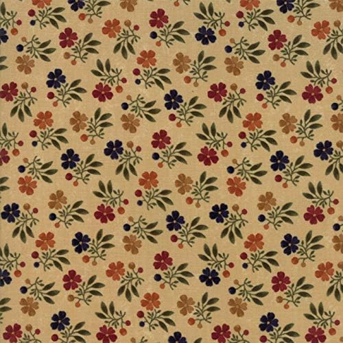 Kansas Troubles, Nature's Glory, Colorful, Small Floral, Tan Background, Moda, 9581-11, by The Yard