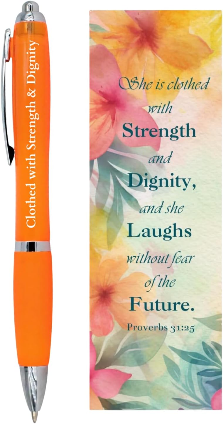 10 “She is Clothed with Strength and Dignity” Pen & Bookmark Sets | Proverbs 31:25