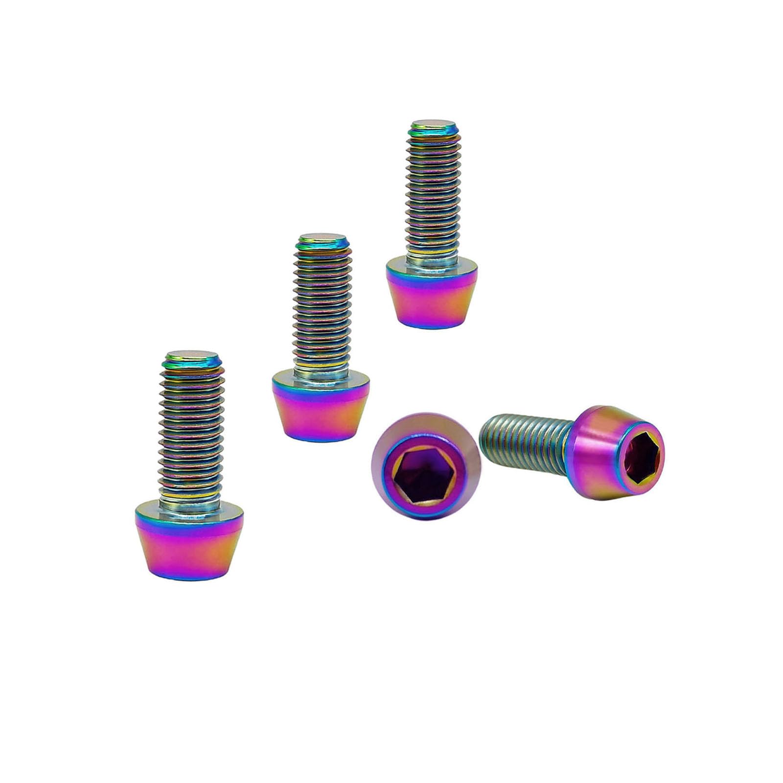 RISON-Titanium Bici Stelo Bulloni in Titanio M5x0.8x8mm, 5pcs Viti per Attacco Manubrio Bicicletta, Vite a Testa Conica Viti Fisse per Stelo Bici, Vite di Fermo Vite per Gambo per MTB/Bici da Strada