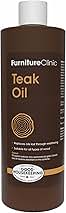 Furniture Clinic Teak Oil | Wood Oil Protects & Cleans Outdoor & Indoor Furniture, Boats, Shower Benches | Restore & Protect Wood, Prevent Drying & Other Damage | Natural Matte Finish | 17oz/500ml