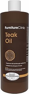 Furniture Clinic Teak Oil | Wood Oil Protects & Cleans Outdoor & Indoor Furniture, Boats, Shower Benches | Restore & Protect Wood, Prevent Drying & Other Damage | Natural Matte Finish | 17oz/500ml