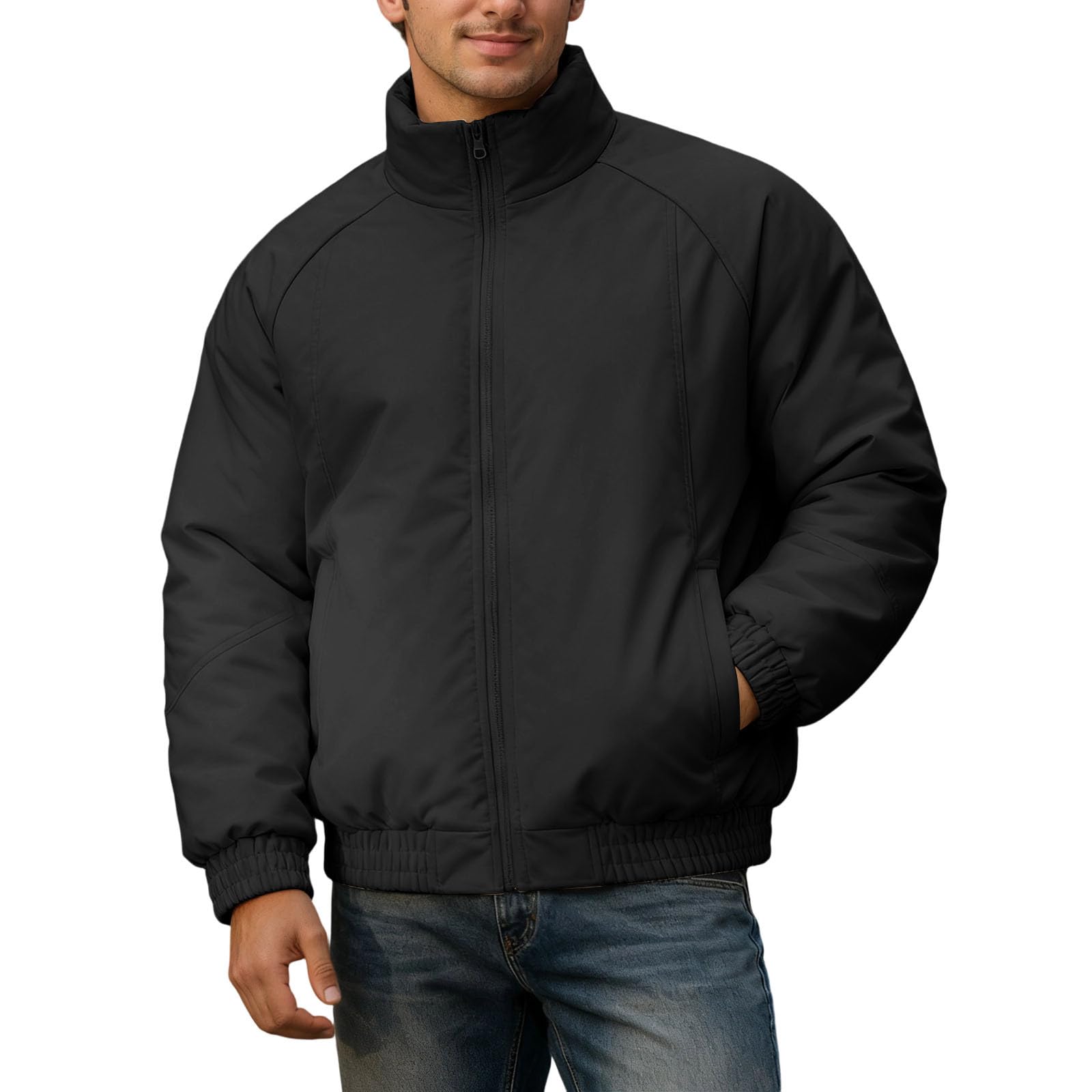 Chaqueta para hombre con cremallera y chaqueta deportiva para hombre Slim abrigo de invierno acolchado con cuello alto, cálido y aislante térmico a prueba de viento y cómodo ideal para clima frío