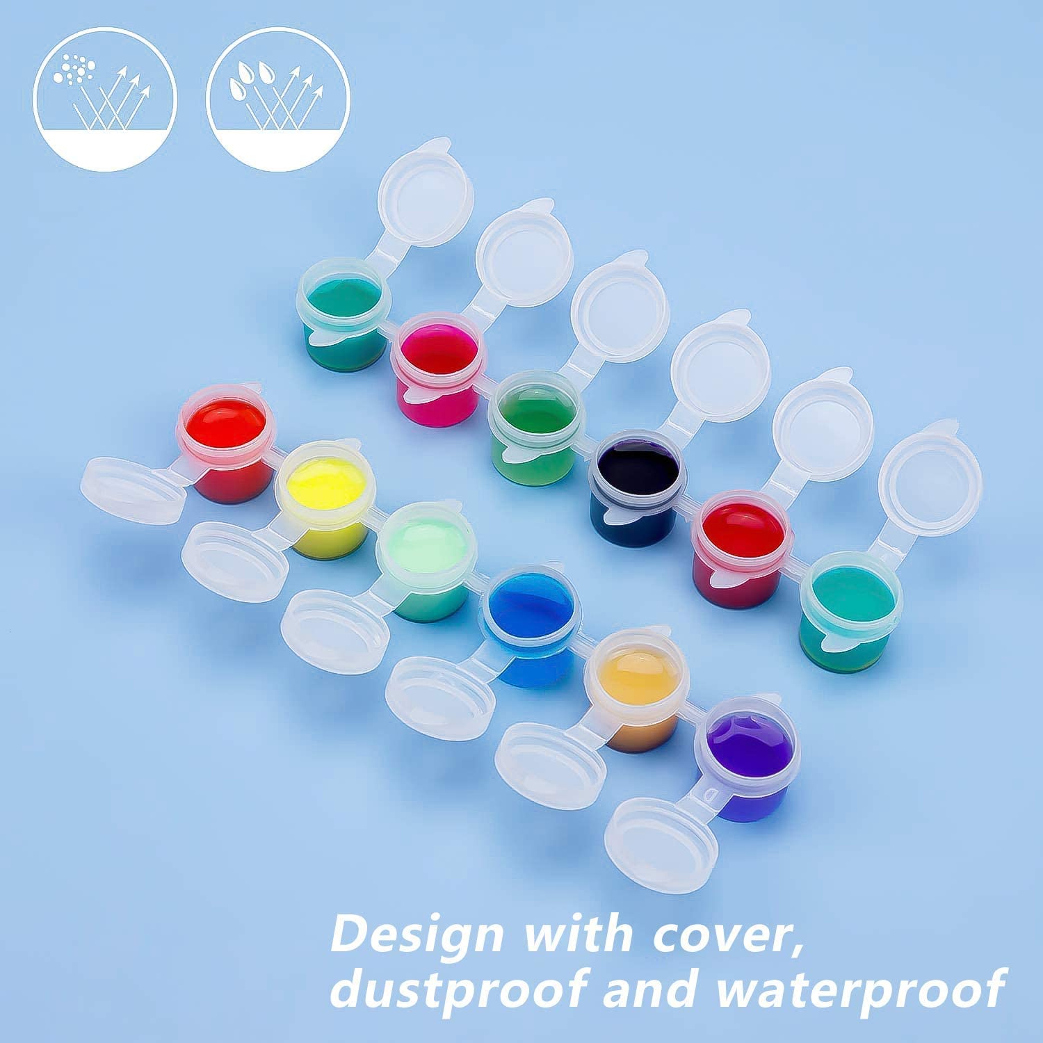 Lot de 20 mini pots de peinture vides avec couvercles pour salles de classe, écoles, peintures, festivals d'art, 120 pots au total (3 ml
