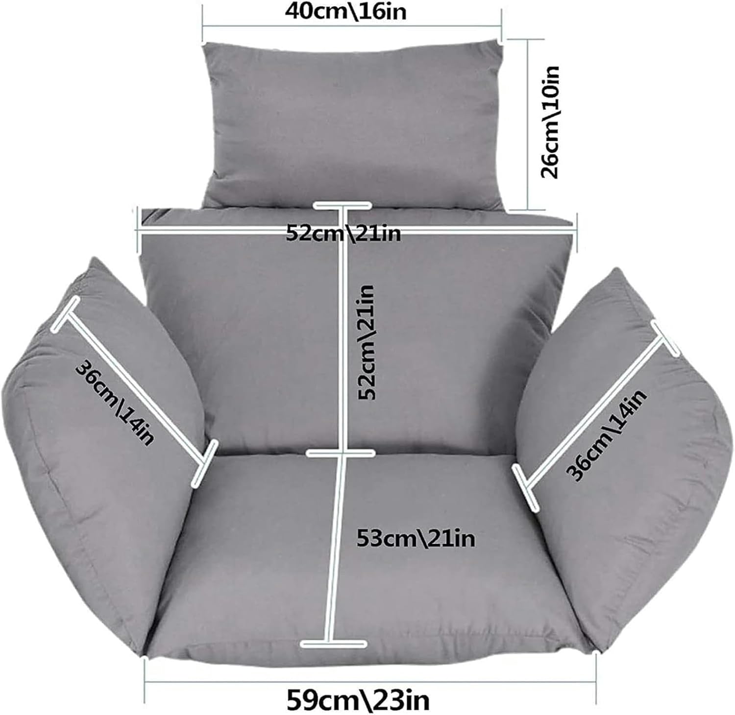 Egg Chair Cushion with Pillow and Armrest Pads, Rattan Hanging Basket Cushion, Egg Nest Replacement Pad, Cushion Only(Color 2)