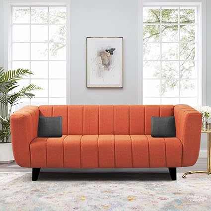 Blisscraft Kaia 3 Seater Fabric Sofa Set (Orange)