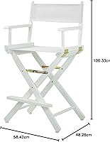 Vista 164 de Casual Home - Silla de director de 30 in, marco blanco, con lona color blanco, altura de barra