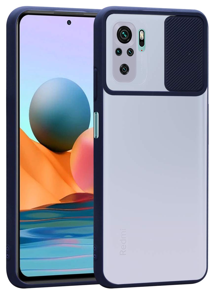 Jkobi Back Cover Case for Xiaomi Mi Redmi Note 10 Note 10S (Sliding  Shutter Camera Protection Translucent Thermoplastic Blue)